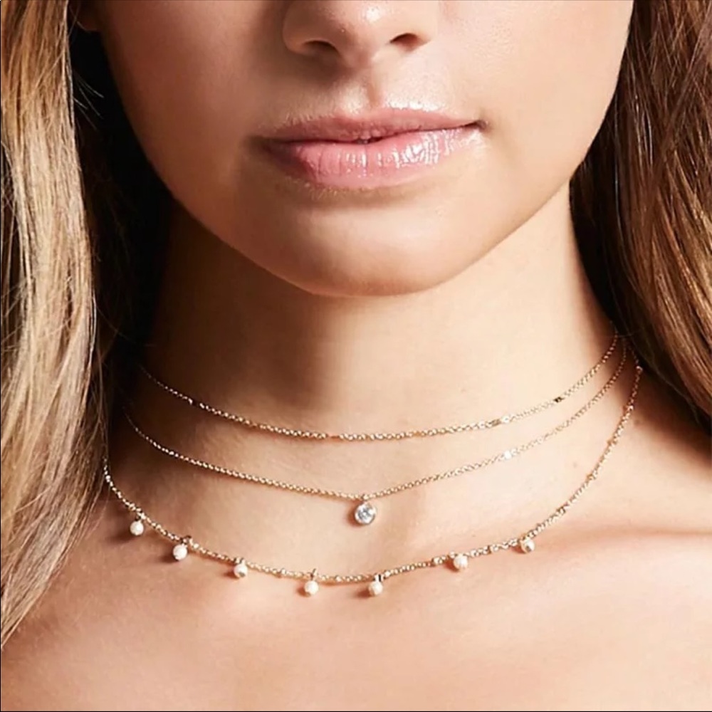 Bohemian double layer chain choker  necklace